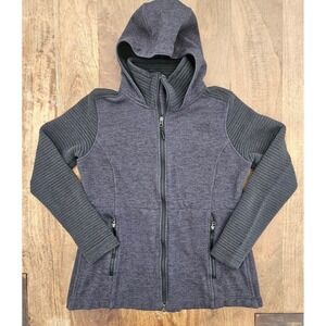 The North Face Indi Jacket Womens Gray M Hoodie Insulated Full Zip Long Sleeve